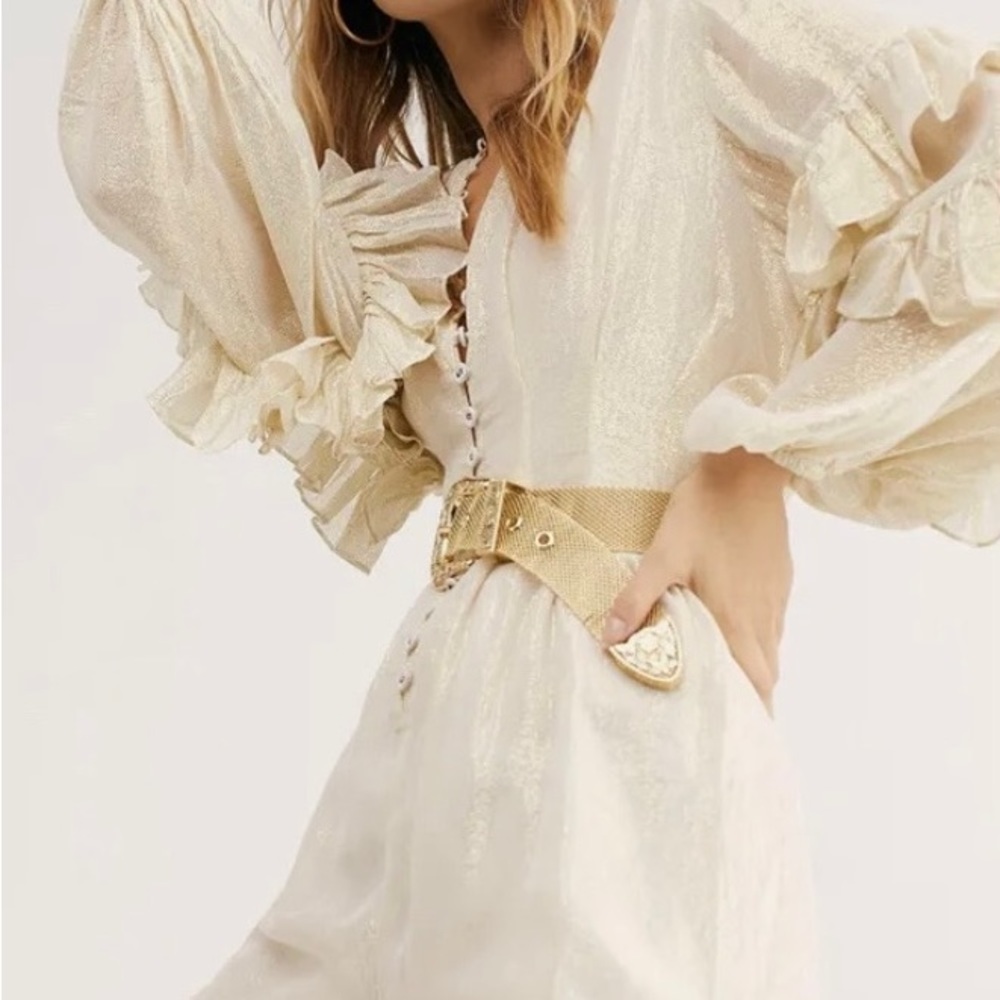 Jens Pirate Booty x Free People Livia Metallic Romper size L